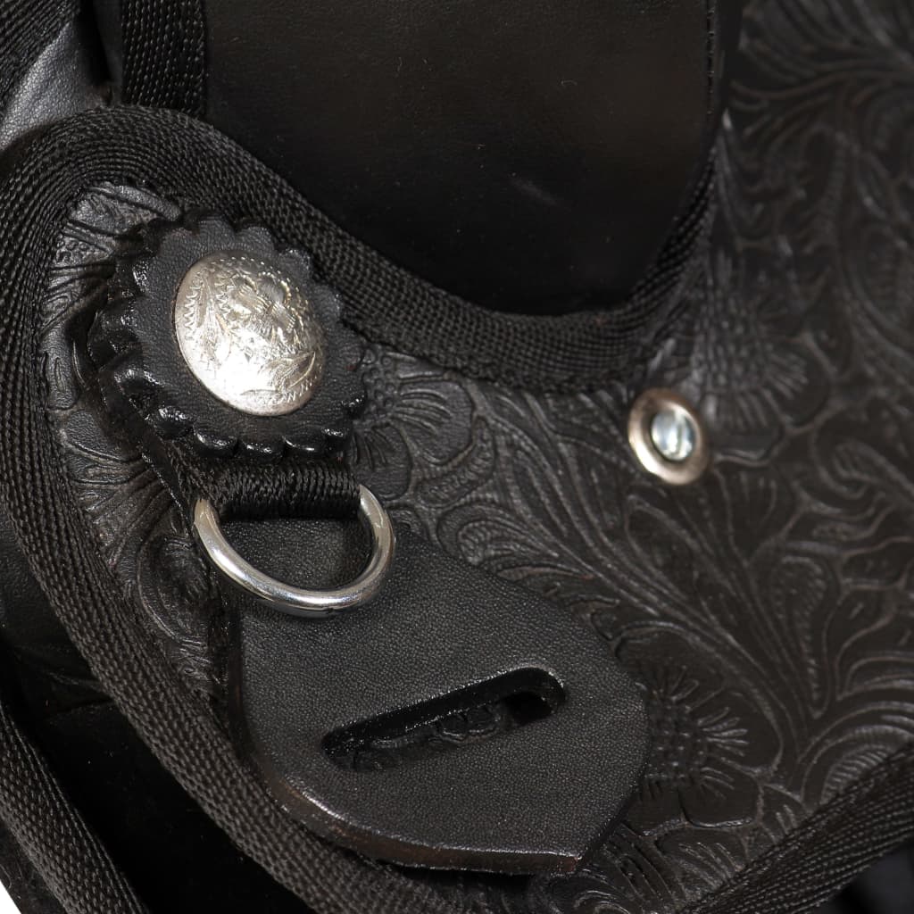 Sella Western Testiera e Pettorale in Vera Pelle 16" Nero